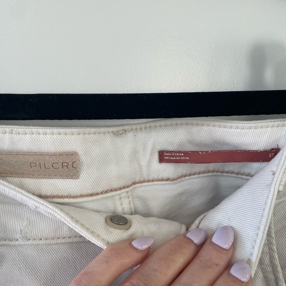 Pilcro Off-White high rise, wide leg jeans, distressed knees, size 27 - Picture 7 of 10